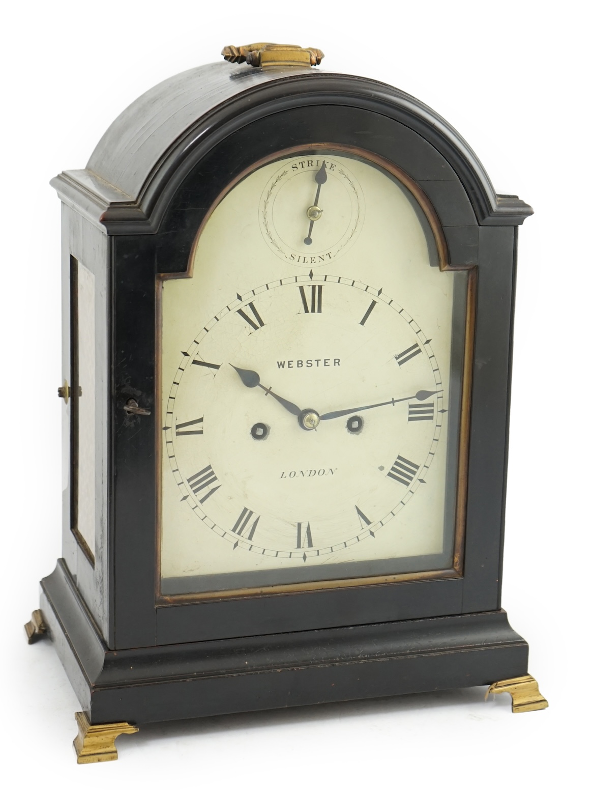 Webster of London. A George III ebonised eight day bracket clock